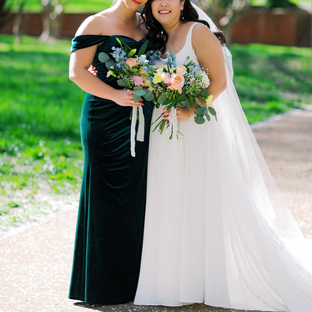 Revelry Ariel Convertible Classic Emerald Velvet Bridesmaid Dress